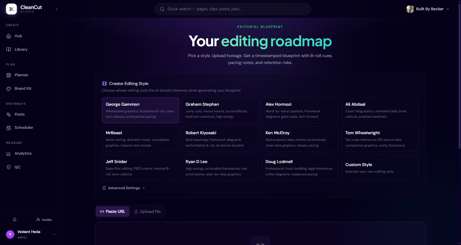 The editorial blueprint view with timestamped editing instructions